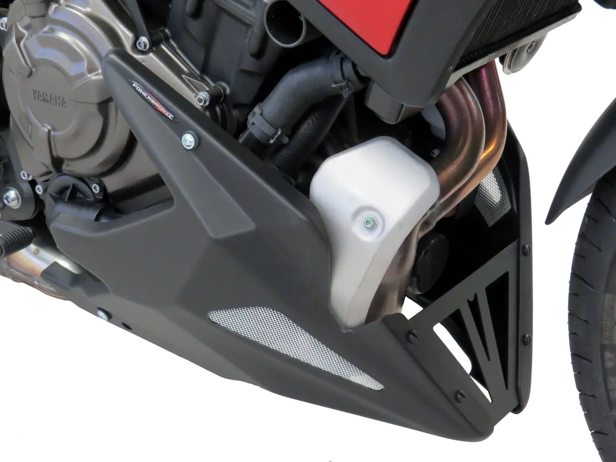 Mt-07 Tracer/Gt Fj-07 Tracer/Gt 20-25 Belly Pan Gloss Black With Silver Mesh By Powerbronze Rrp £172 1