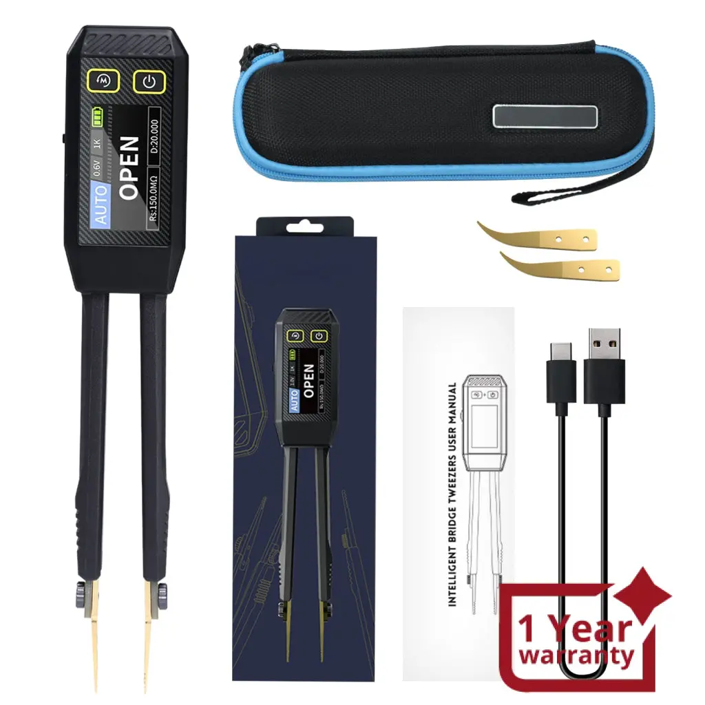 Mul-508 Portable Lcr Meter Tweezer: Resistance/Capacitance/Inductance Tester W/ Diode Test, 100Hz/1Khz/10Khz, Color Display - Compact Lcr Bridge 1
