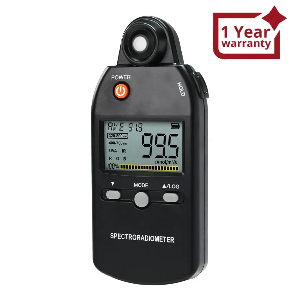 Par-530 Spectroradiometer Ppfd Meter Spectrometer Par Quantum Meter Uv Ir Light Color Control Analysis Measures 320-800Nm From 0~5000Μmolm²/S Ideal For Plant Growth, Lab, Home And Industrial Use 1