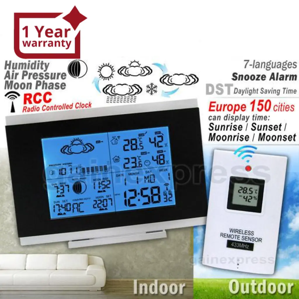 R01aok-5018B Digital Wireless Indoor Outdoor Weather Station Thermometer 1