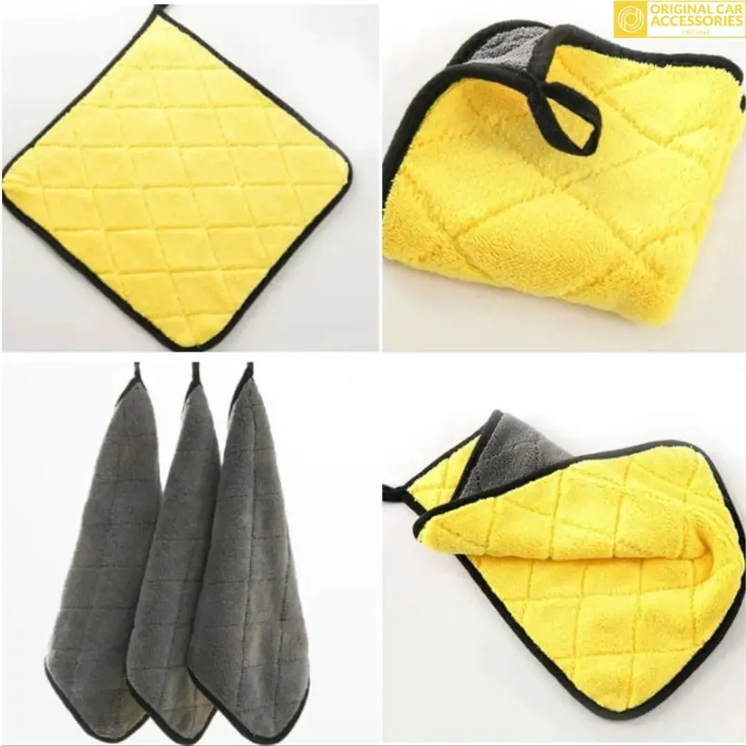 Diamond Cut Yellow Microfiber Plush (40*40) 800Gsm Pack Of 3 2