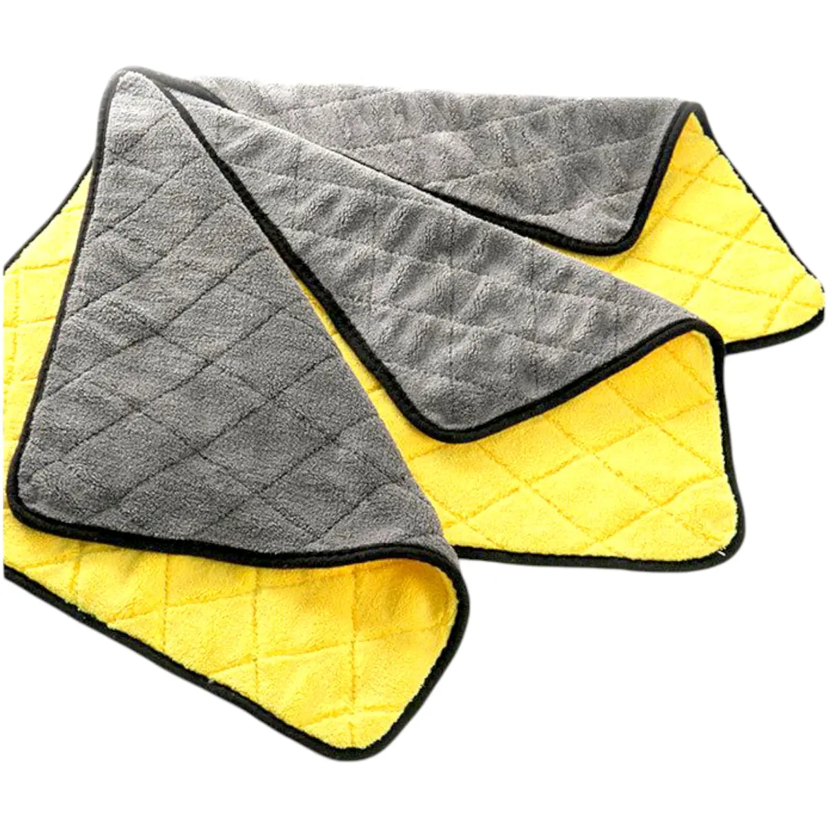 Diamond Cut Yellow Microfiber Plush (40*40) 800Gsm Pack Of 3 1