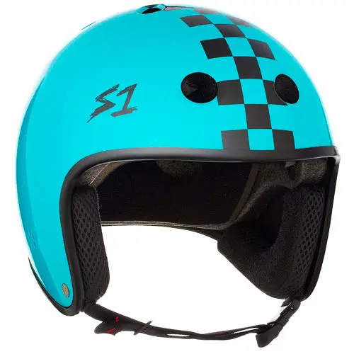 S1 Retro Helmet Lagoon Gloss Checkers 1