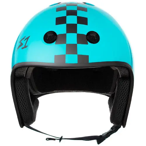 S1 Retro Helmet Lagoon Gloss Checkers 3