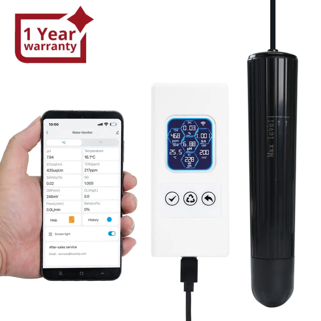 Wqm-504 Smart Aquarium Water Quality Monitor – 7-In-1 Real-Time Water Tester For Ph, Temperature, Tds, Ec, Salinity, Specific Gravity & Orp – Wifi Connected With Mobile Alerts 1