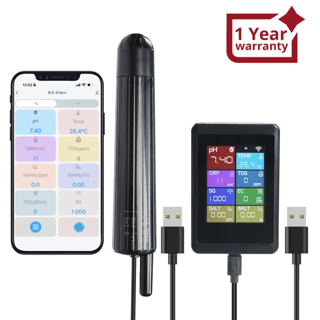 Wqm-525 Wifi Smart Ph Meter 8-In-1, Multi-Parameter Water Quality Tester For Ph / Tds / Ec / Salinity / Orp / Temp For Aquarium, Hydroponics, Pool 1